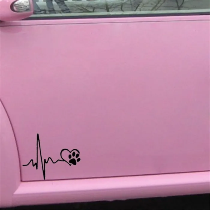 Heartbeat & pet footprint - autocollant vinyle